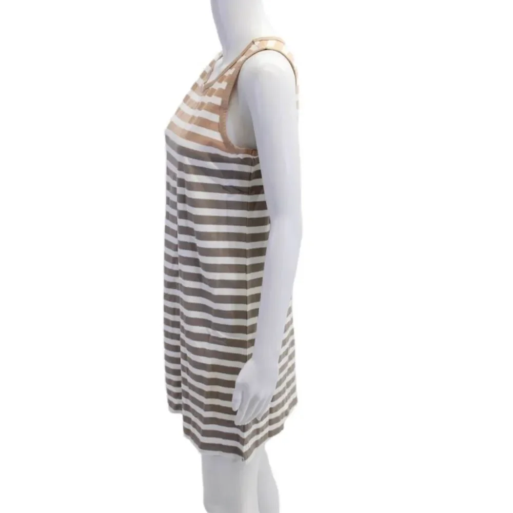 Z Supply Womens Crew Neck Striped Ombre Mini Tank Dress Brown White Size Small